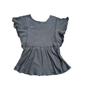 Umgee‎ Tunic top with embroidered accents dark grey women's large with flaws